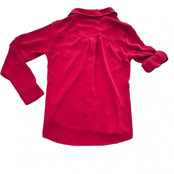 Express Women's Shirt Portofino Button Up Red V-Neck Long Sleeve Blouse Small - Picture 7 of 9